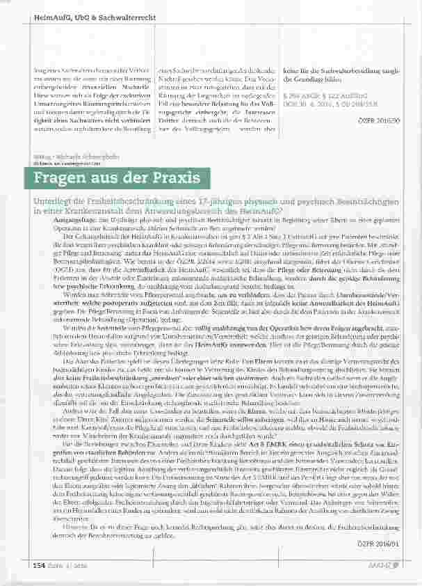 Vorschauseite 2: Rechtsprechung Die Interessen Dritter, demnach auch die der Behörden, bilden keine für die Sachwalterbestellung taugliche Grundlage.