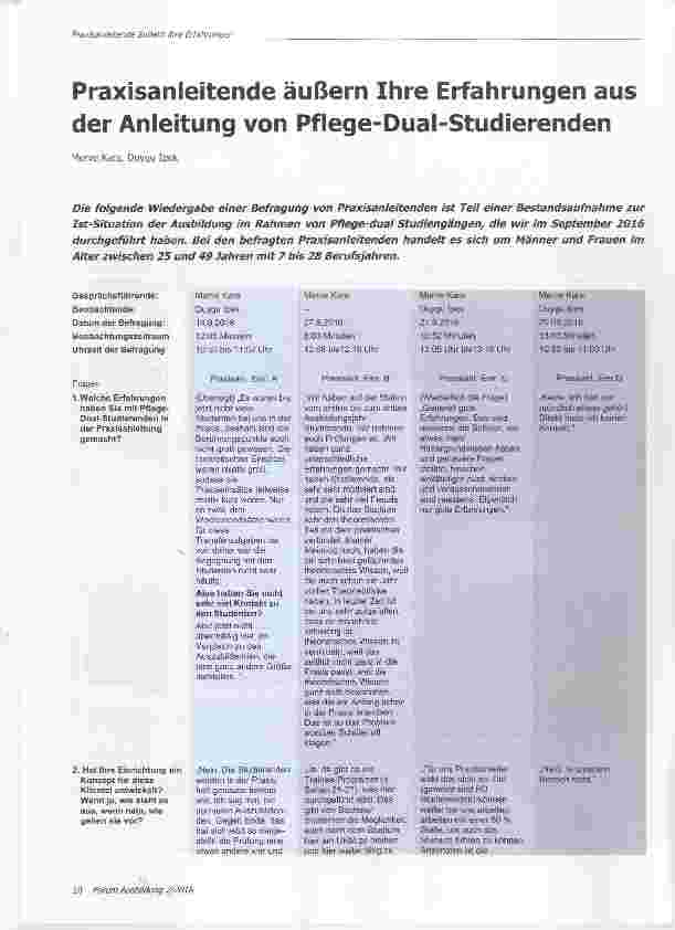 Vorschauseite 1: Praxisanleitende äußern Ihre Erfahrungen aus der Anleitung von Pflege-Dual-Studierenden