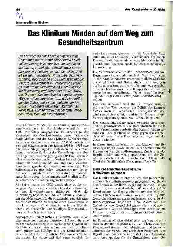 Vorschauseite 1: Das Klinikum Minden auf dem Weg zum Gesundheitszentrum