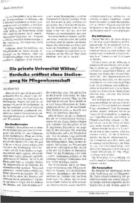 Vorschauseite 2: Pflege in der geriatrischen Rehabilitation Absolventinnen der Weiterbildung präsentierten im März ihre Arbeiten im Bildungszentrum Essen