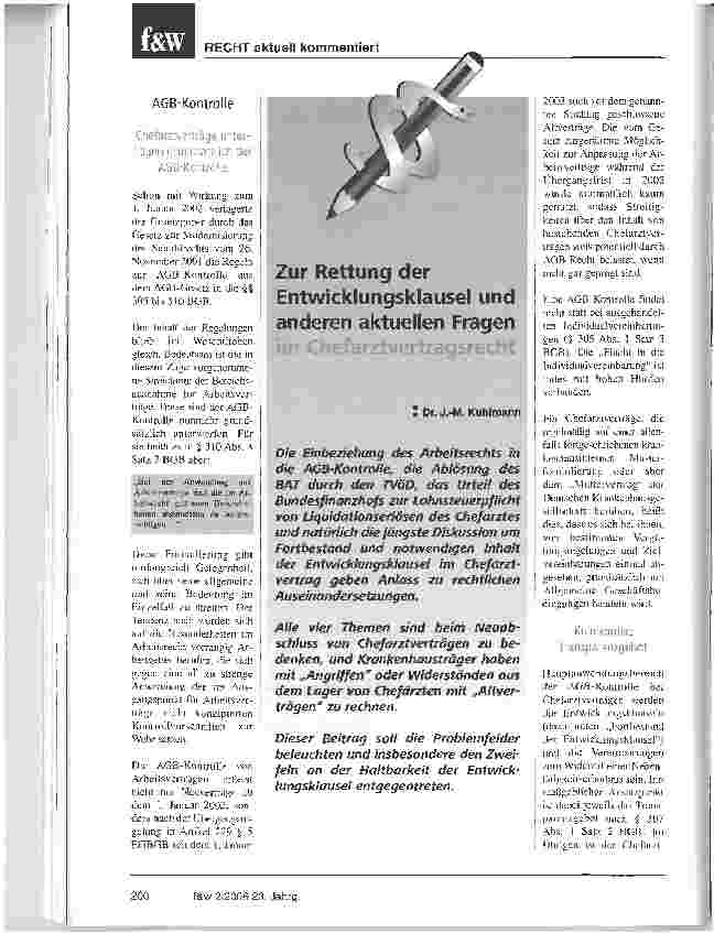 Vorschauseite 1: Entwicklungsklausel und anderen aktuellen Fragen
