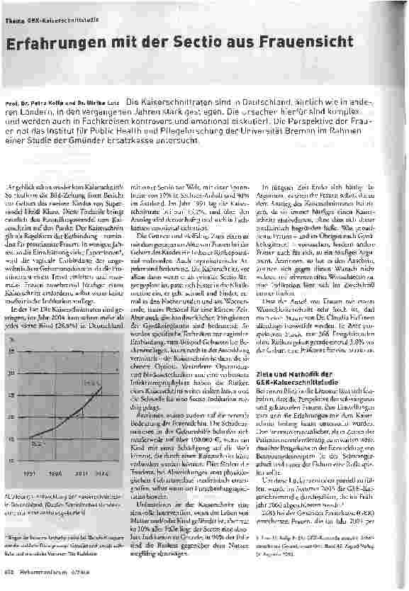 Vorschauseite 1: Erfahrungen mit der Sectio aus Frauensicht