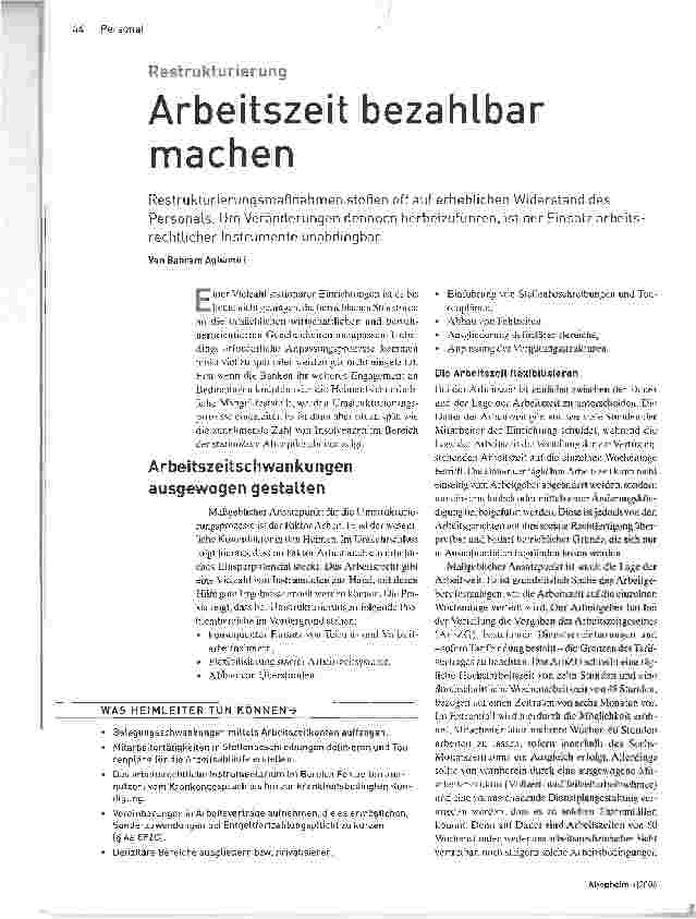 Vorschauseite 1: RestrukturierungArbeitszeit bezahlbar machen