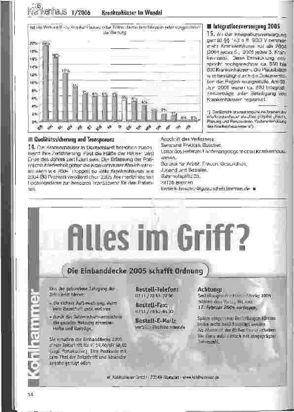 Vorschauseite 4: Krankenhäuser im Wandel2. Bericht der Länderarbeitsgemeinschaft Krankenhauswesen 2005 zur Lage der Krankenhäuser in Deutschland bei Einführung der Fallpauschalen