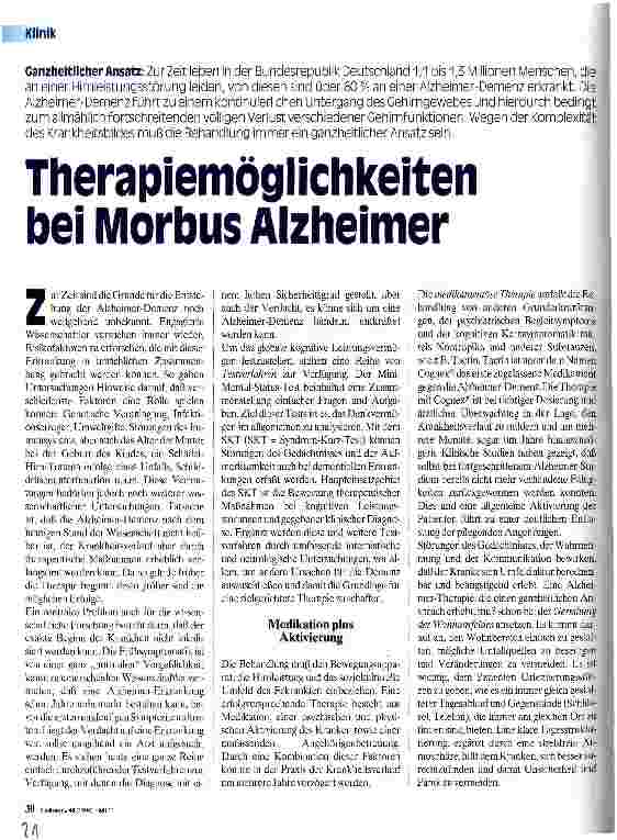 Vorschauseite 1: Therapiemöglichkeiten bei Morbus Alzheimer
