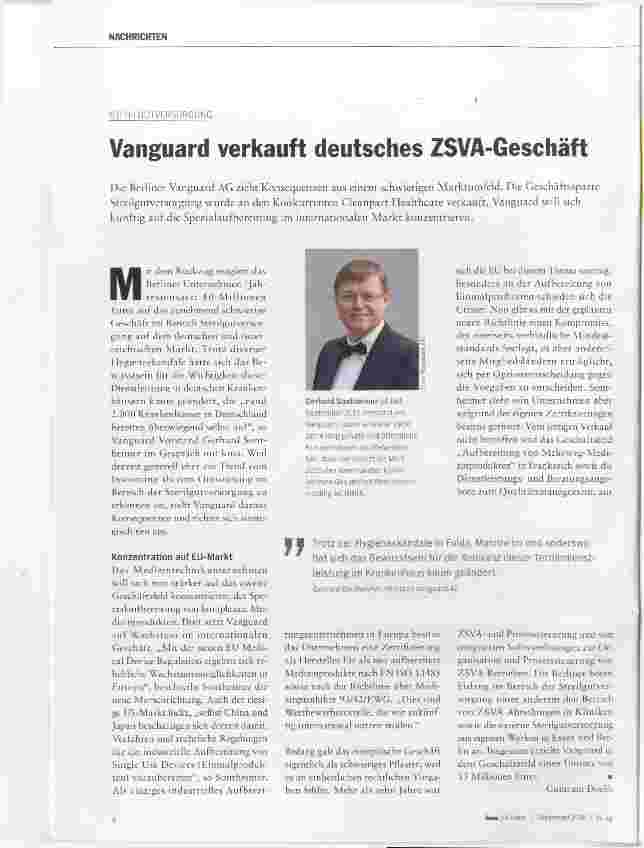 Vorschauseite 1: Vanguard verkauft deutsches ZSVA-Geschäft
