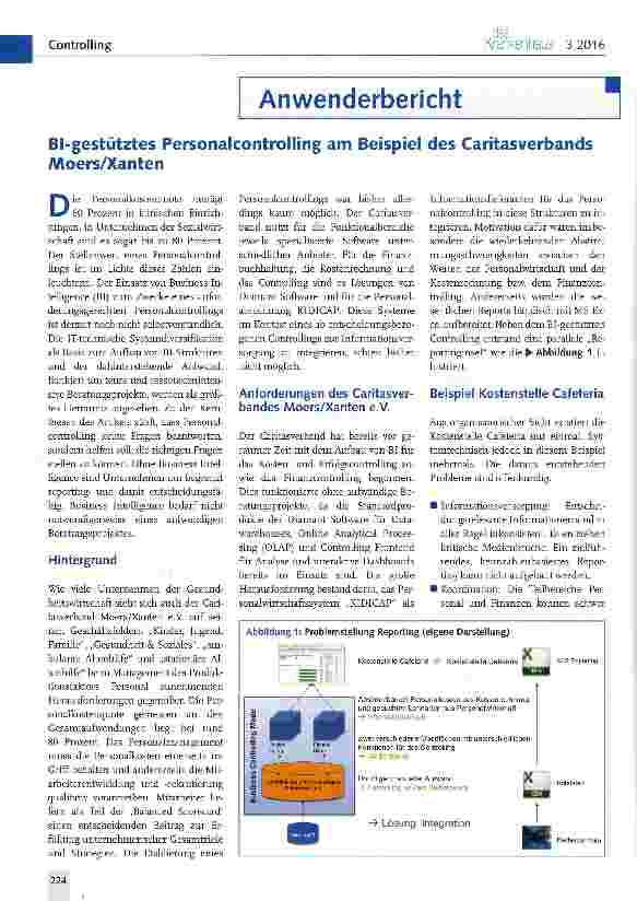 Vorschauseite 1: Bl-gestütztes Personalcontroiling am Beispiel des Caritasverbands Moers/Xanten