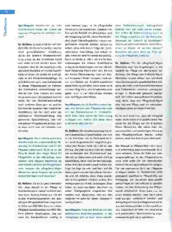 Vorschauseite 5: Breite Kritik am Kabinettsentwurf zum neuen Pflegeberufsgesetz