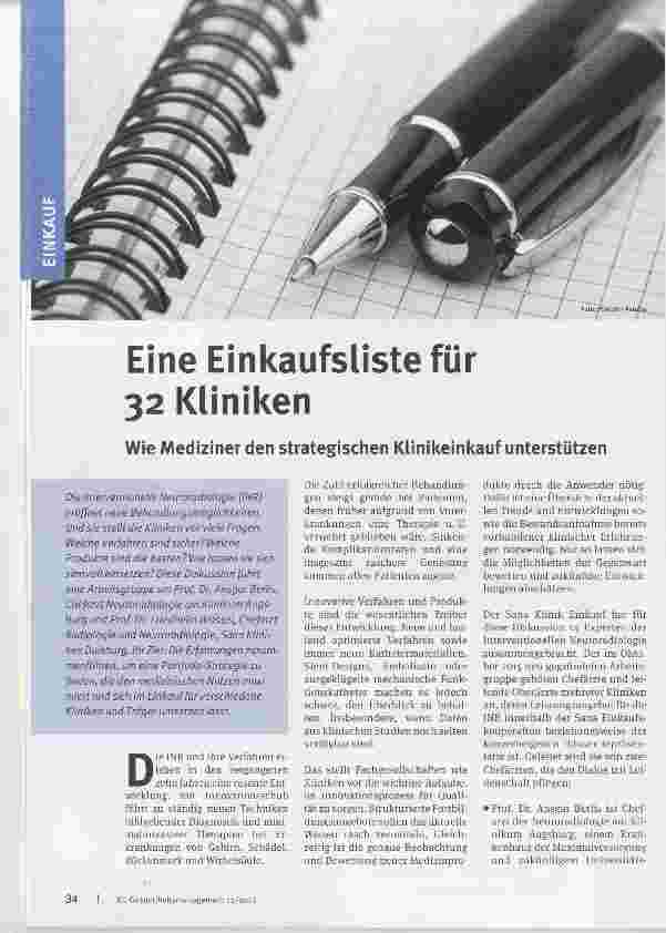Vorschauseite 1: Eine Einkaufsliste für 32 Kliniken Wie Medizinerden strategischen Klinikeinkauf unterstützen