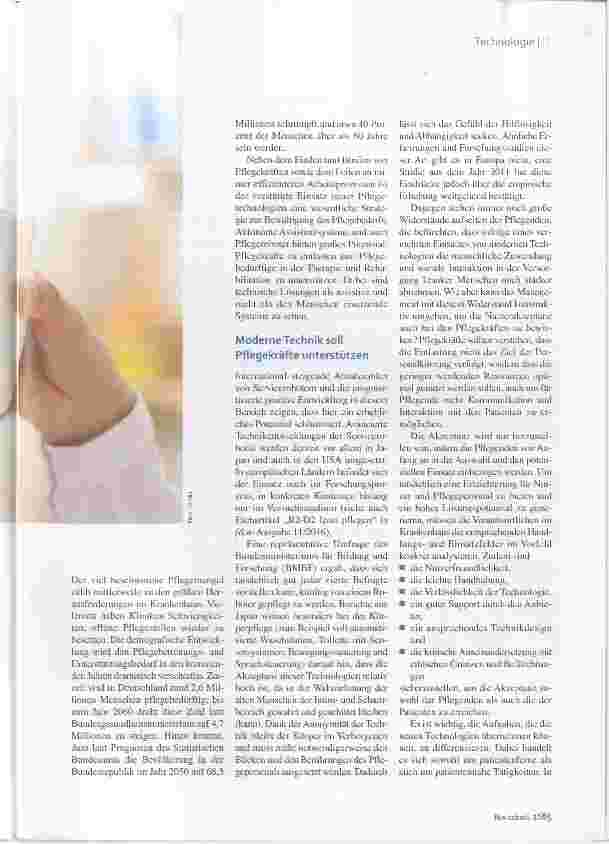 Vorschauseite 2: Technik und Pflegeberufe Mein Kollege, der Roboter