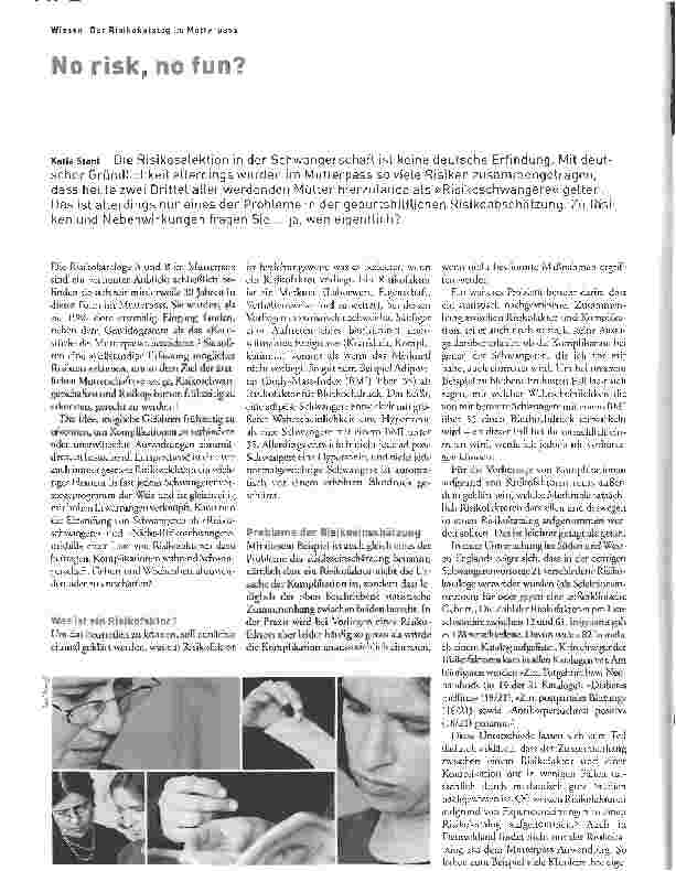 Vorschauseite 1: No risk, no fun?Der Risikokatalog im Mutterpass