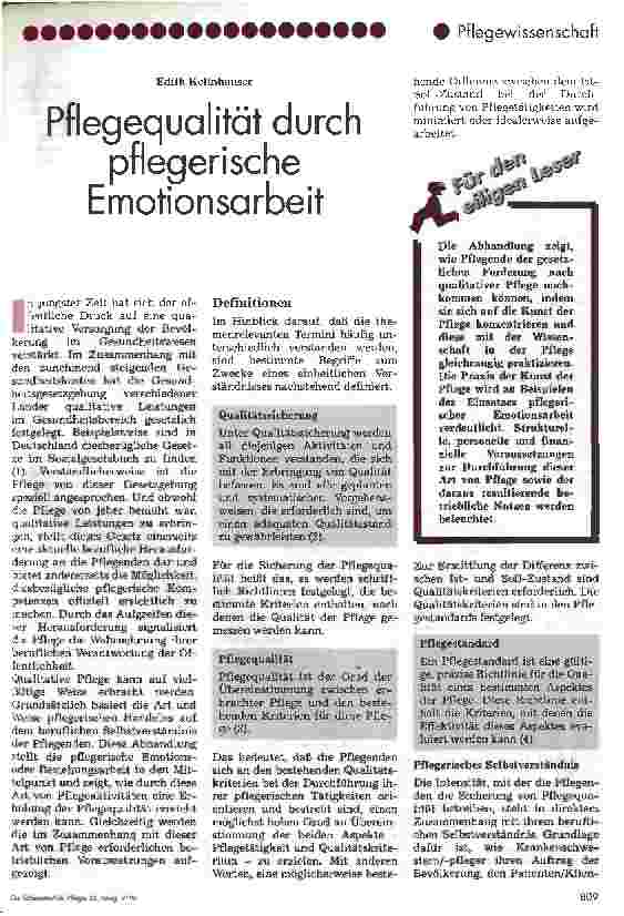 Vorschauseite 1: Pflegequlität durch pflegerische Emotionsarbeit