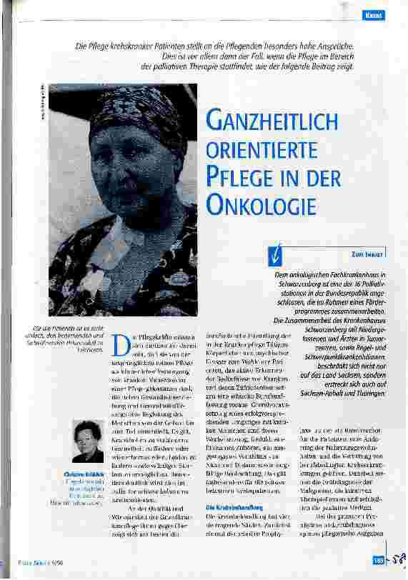 Vorschauseite 1: Ganzheitlich orientierte Pflege in der Onkologie