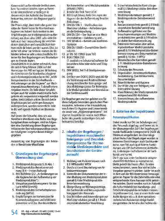 Vorschauseite 2: Medizinprodukteaufbereitung Stand und Umsetzung der Regelwerke