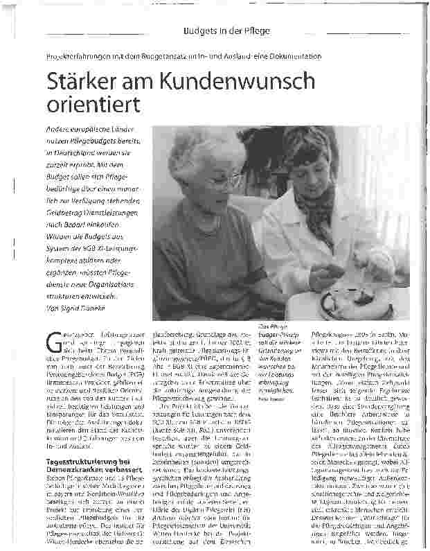 Vorschauseite 1: Projekterfahrungen mit dem Budgetansatz im Inund Ausland: eine DokumentationStärker am Kundenwunsch orientiert