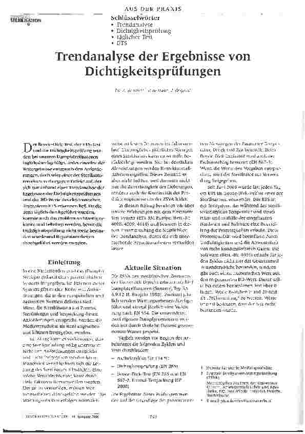 Vorschauseite 1: Trendanalyse der Ergebnisse von Dichtigkeitsprüfungen
