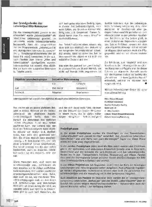 Vorschauseite 3: Lebensqualität statt Qualitätskontrolle