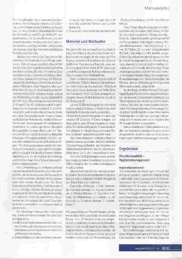 Vorschauseite 3: Struktur-, Prozessund Ergebnisqualität in der Hygiene beim ambulanten Operieren - Beobachtungen aus den Jahren 2014 und 2015