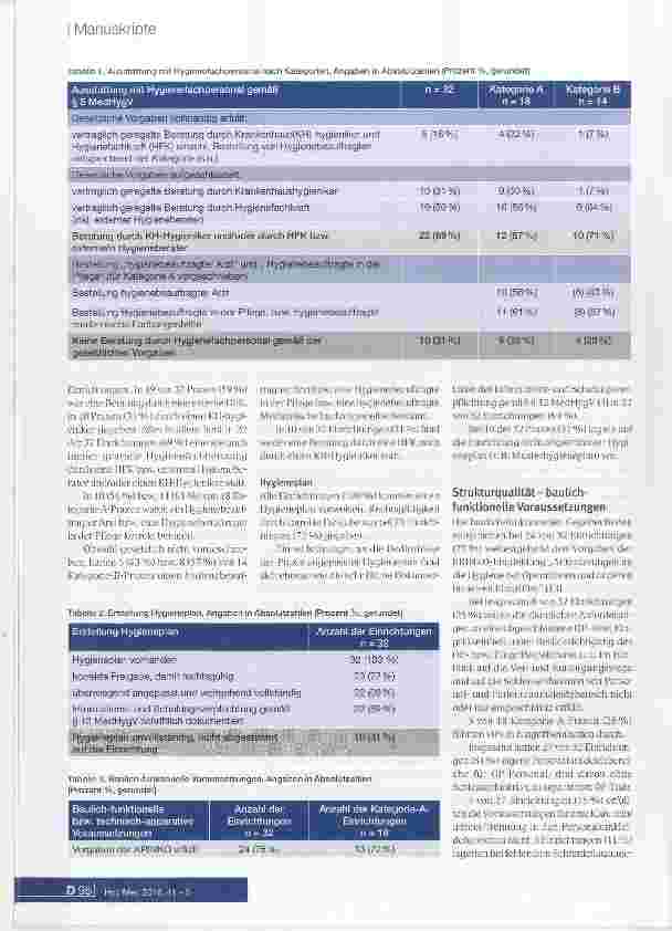 Vorschauseite 4: Struktur-, Prozessund Ergebnisqualität in der Hygiene beim ambulanten Operieren - Beobachtungen aus den Jahren 2014 und 2015