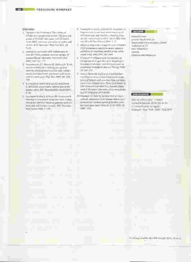 Vorschauseite 3: Ein maßgeschneidertes Übungsprogramm versus generelle Übungen für eine Subgruppe von Patienten mit Low Back Pain und Movement Control Impairment: Eine randomisierte, kontrollierte…