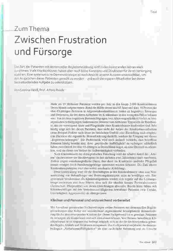 Vorschauseite 1: Zwischen Frustration und Fürsorge