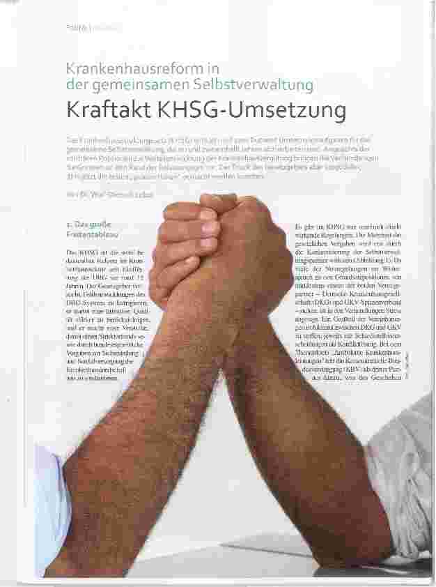 Vorschauseite 1: Krankenhausreform in der gemeinsamen Selbstverwaltung Kraftakt KHSG-Umsetzung