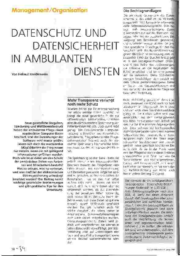 Vorschauseite 1: Datenschutz und Datensicherheit in ambulanten Diensten