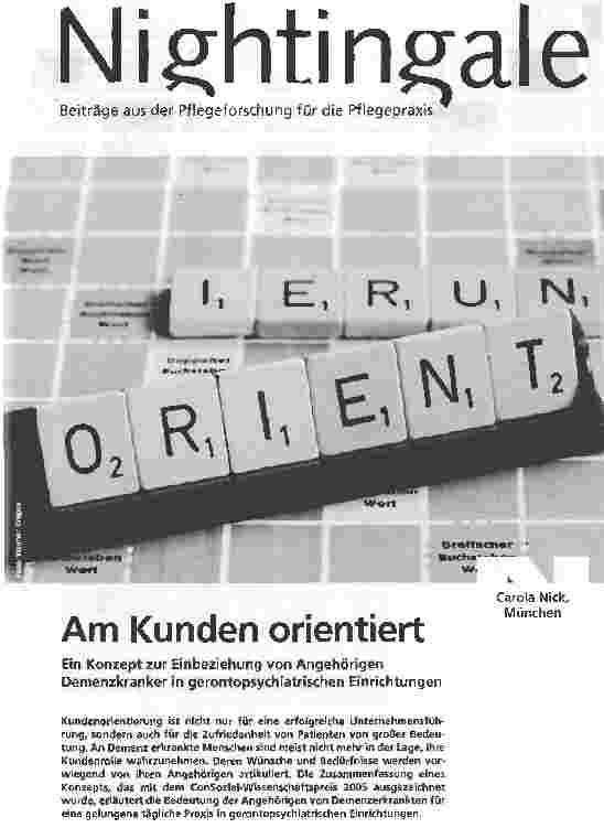 Vorschauseite 1: Am Kunden orientiertEin Konzept zur Einbeziehung von Angehörigen Demenzkranker in gerontopsychiatrischen Einrichtungen