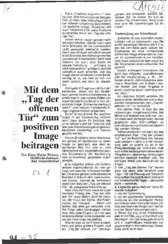 Vorschauseite 1: Mit dem Tag der offenen Tür zum positiven Image beitragen