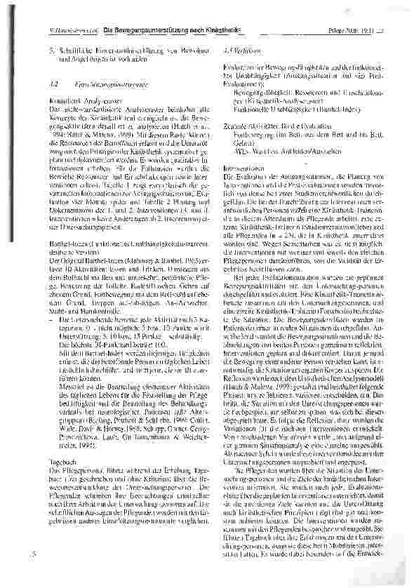 Vorschauseite 5: Die Bewegungsunterstützung nach Kinästhetik® und die Entwicklung und Förderung von Körperwahrnehmung, Bewegungsfähigkeiten und funktioneller Unabhängigkeit bei alten Menschen