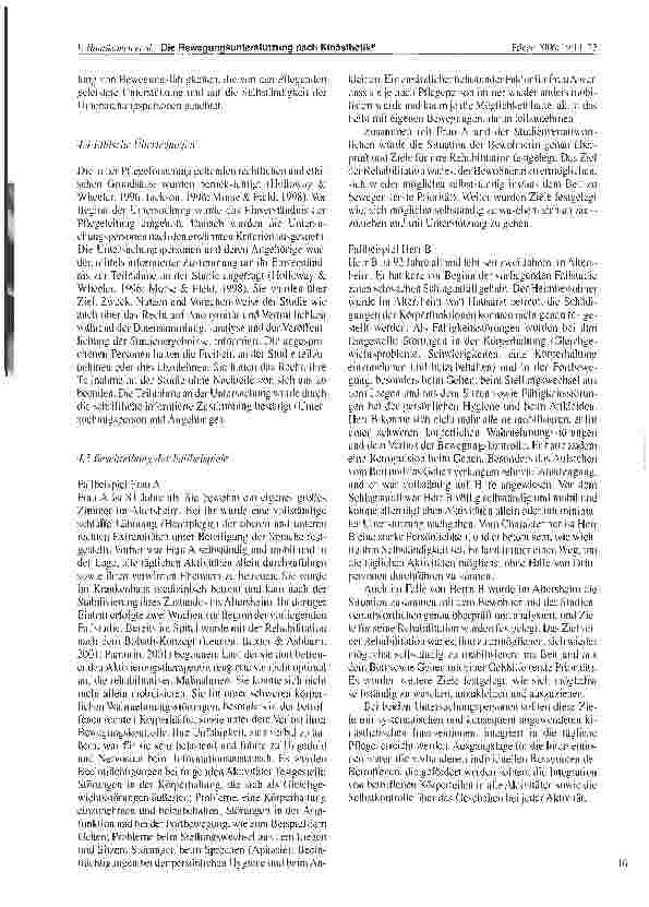 Vorschauseite 6: Die Bewegungsunterstützung nach Kinästhetik® und die Entwicklung und Förderung von Körperwahrnehmung, Bewegungsfähigkeiten und funktioneller Unabhängigkeit bei alten Menschen