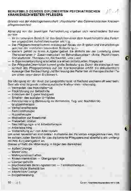 Vorschauseite 1: Berufsbild der/des diplomierten psychiatrischen Krankenschwester/- -pflegers