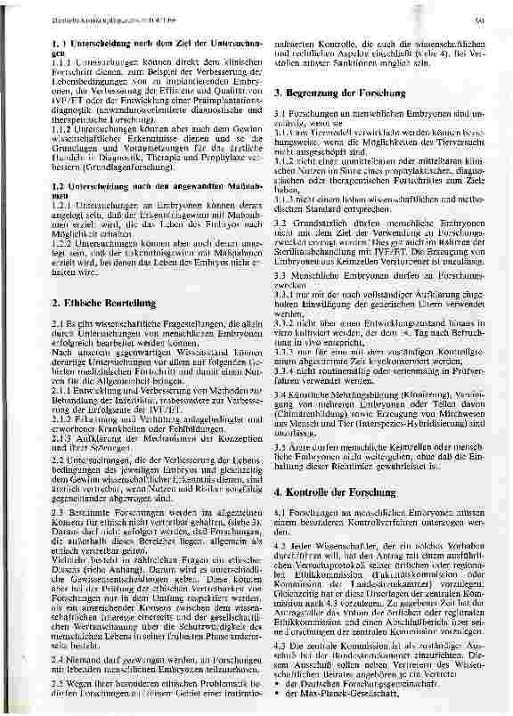 Vorschauseite 2: Richtlinien zur Forschung an frühen menschlichen Embryonen Entschließung des 88. Deutschen Ärztetages