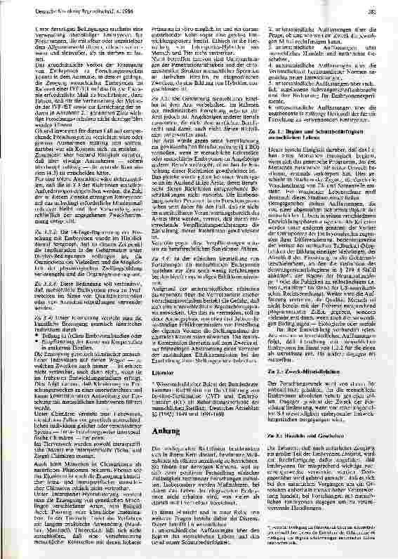 Vorschauseite 4: Richtlinien zur Forschung an frühen menschlichen Embryonen Entschließung des 88. Deutschen Ärztetages