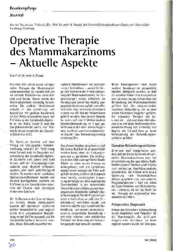 Vorschauseite 1: Operative Therapie des Mammakarzinoms - Akutelle Aspekte