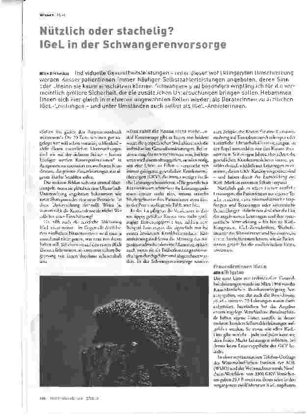 Vorschauseite 1: Nützlich oder stachelig? IGeL in der Schwangerenvorsorge
