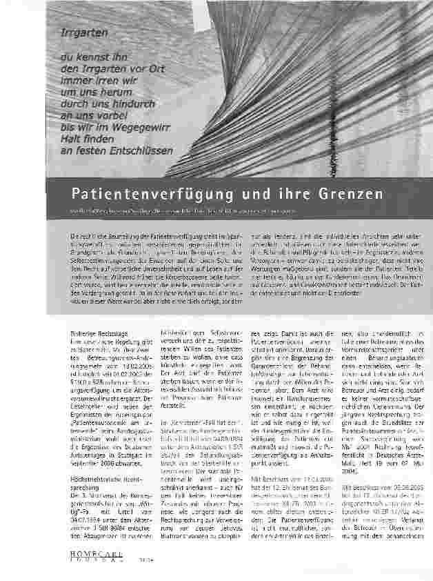 Vorschauseite 1: Patientenverfügung und ihre Grenzen