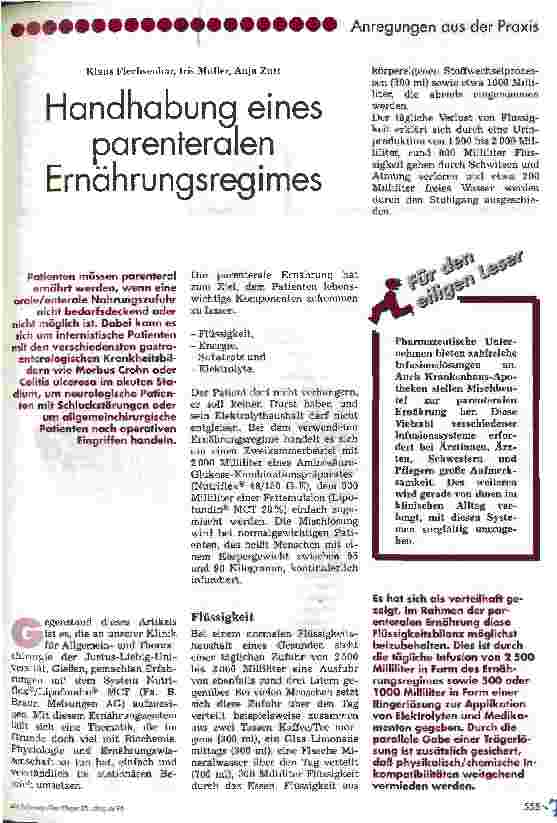 Vorschauseite 1: Handhabung eines parenteralen Ernährungregimes