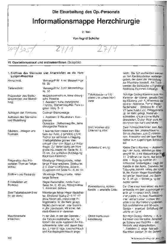 Vorschauseite 1: Informationsmapppe Herzchirurgie 2. Teil: Die Einarbeitung des Op.-Personals