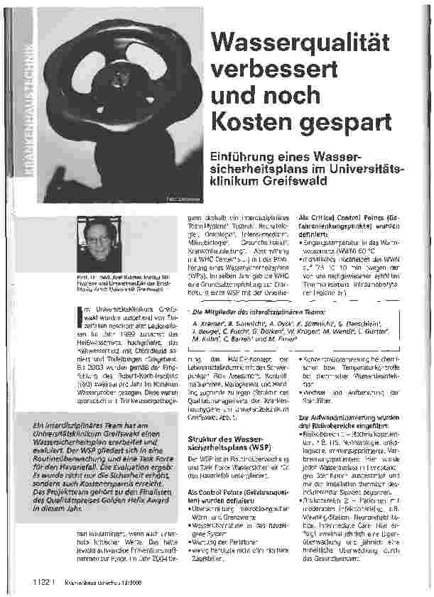 Vorschauseite 1: Wasserqualität verbessert und noch Kosten gespart