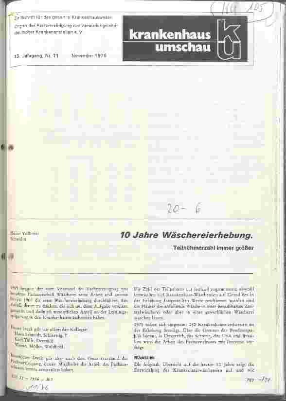 Vorschauseite 1: 10 Jahre Wäschereierhebung Teilnehmerzahl immer größer