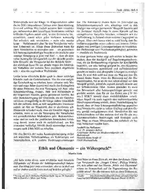 Vorschauseite 6: Das Gebot humaner Krankenbehandlung aus § 70 Absatz 2 SGB V - eine Gesetzesschimäre? *