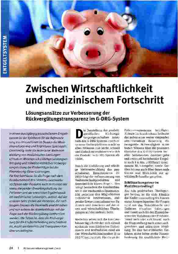 Vorschauseite 1: Zwischen Wirtschaftlichkeit und medizinischem Fortschritt