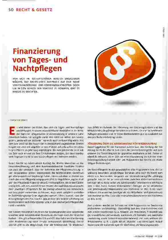 Vorschauseite 1: Finanzierung von Tagesund Nachtpflegen