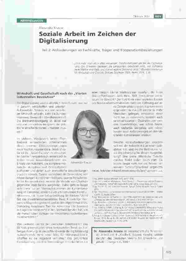 Vorschauseite 1: Soziale Arbeit im Zeichen der Digitalisierung Teil 2: Anforderungen an Fachkräfte, Träger und Kooperationsbeziehungen