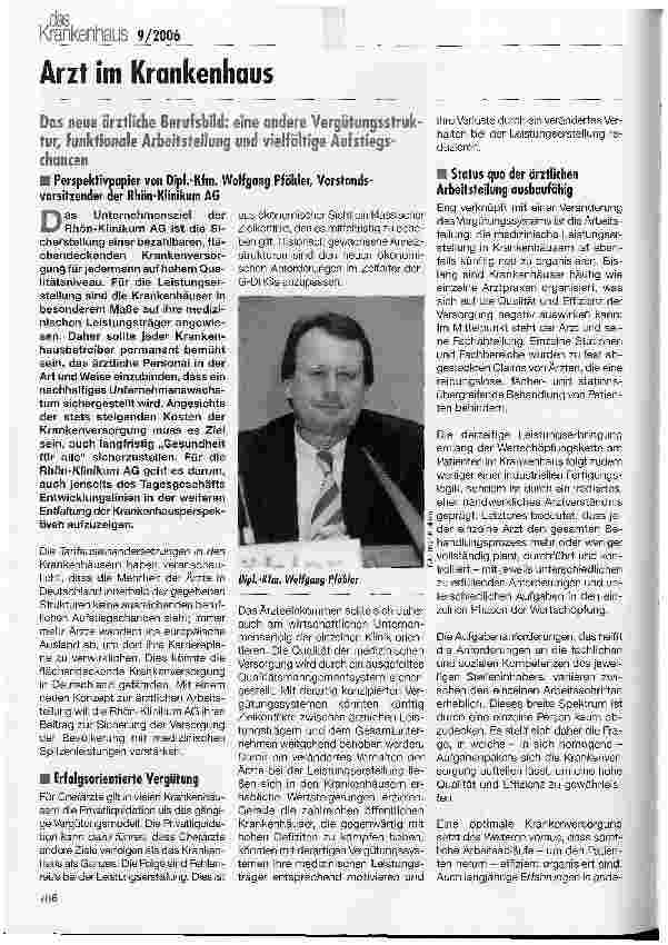 Vorschauseite 1: Das neue ärztliche Berufsbild: eine andere Vergütungsstruktur, funktionale Arbeitsteilung und vielfältige Aufstiegschancen