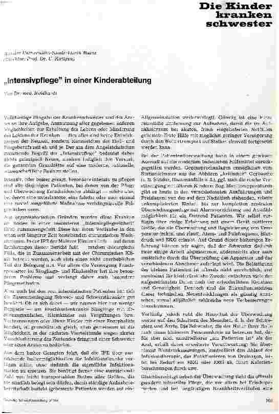 Vorschauseite 1: Intensivpflege in einer Kinderabteilung