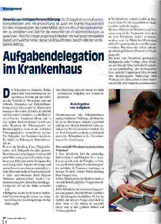 Vorschauseite 1: Aufgabendelegation im Krankenhaus
