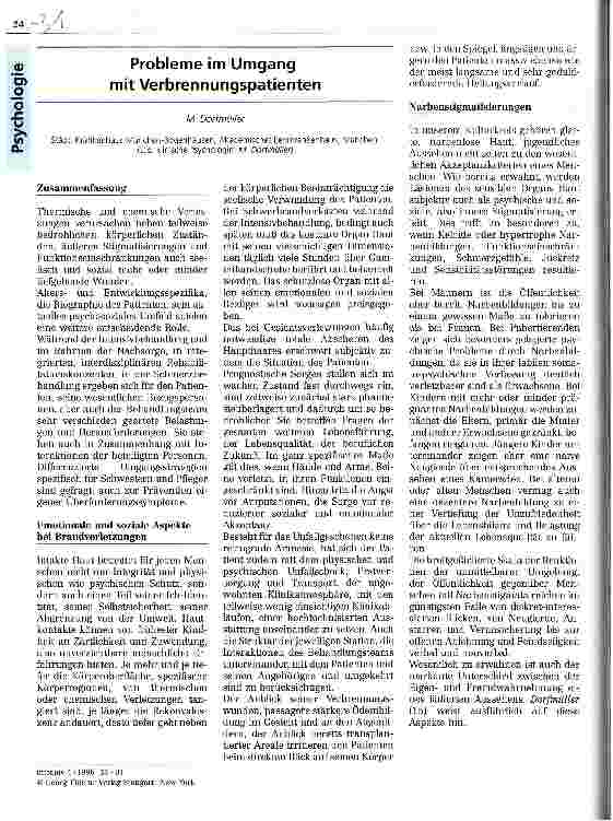 Vorschauseite 1: Probleme im Umgang mit Verbrennungspatienten