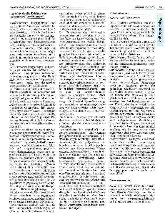 Vorschauseite 2: Probleme im Umgang mit Verbrennungspatienten